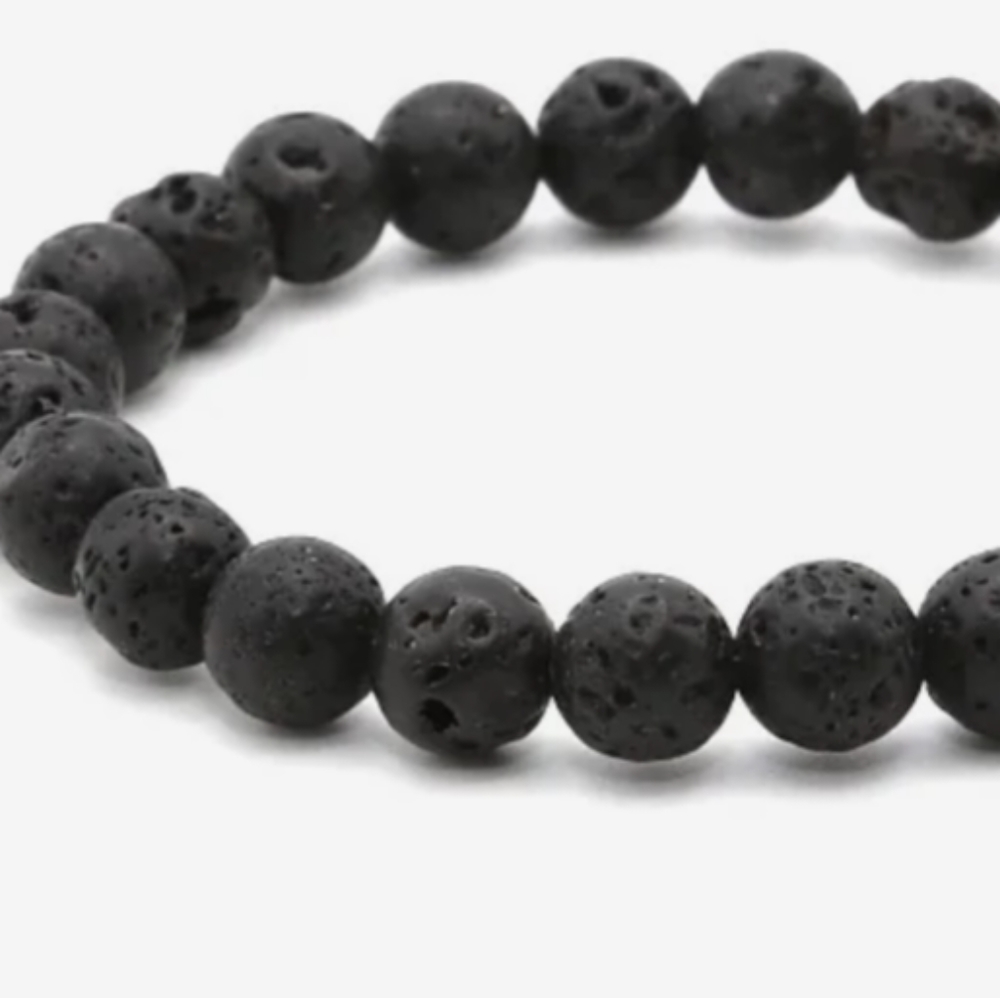 7" Elastic Bracelet 8mm Lava Stone, Essential Oils